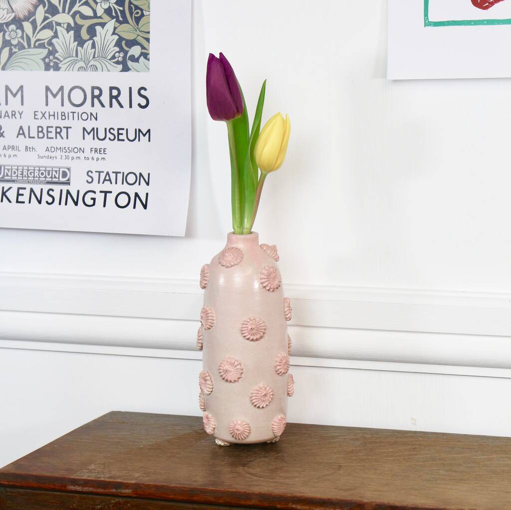 Handmade Ceramic Piped Vase In Pink, 1 of 4