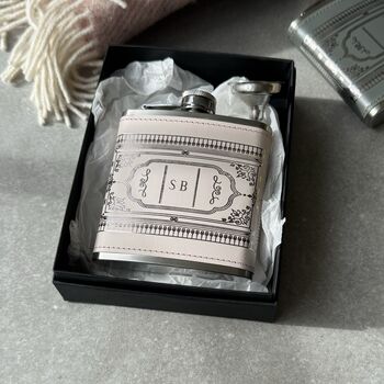 Gift Boxed Recycled Leather Personalised Hip Flask, 2 of 5