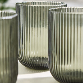 Palermo Set Of Four Grey Ribbed Tumblers, 3 of 5