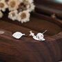 Sterling Silver Mismatched Snail And Leaf Stud Earrings, thumbnail 5 of 12