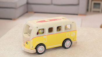 Classic Iconic Yellow Camper Van Wooden Toy, 3 of 5