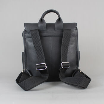 Black Leather Day Backpack With Gunmetal Zip, 6 of 7