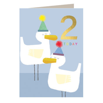 Gold Foiled Ducklings 2nd Birthday Card, 2 of 5