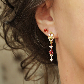 Red Crystal Art Deco Style Drop Earrings, 2 of 9
