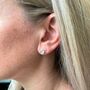 Barcelona Silver April Birthstone Stud Earrings Crystal, thumbnail 2 of 4