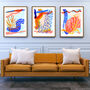 Abstract Blue And Orange Leaf Shape Art Print, thumbnail 6 of 11