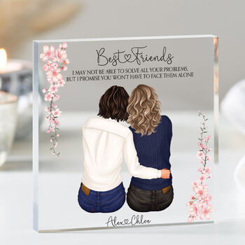Personalised Character Print For Bestie Pink Flowers, 2 of 9