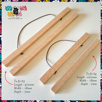 Magnetic Solid Oak Poster Hanger, To Fit A4 And A3, 3 of 6