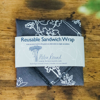 Garden Flowers Reusable Linen Sandwich Wrap, 5 of 8