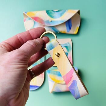 Handmade Leather Key Loop Hand Painted, 3 of 9