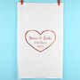 Personalised Copper Heart 'Anniversary' Tea Towel, thumbnail 1 of 1
