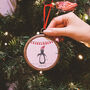 Personalised Mono Penguin Hoop Christmas Decoration, thumbnail 1 of 2