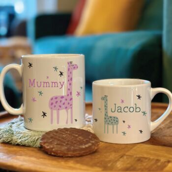Personalised Mum And Me Matching Giraffe Mugs, 2 of 3