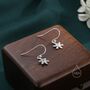 Sterling Silver Moonstone Snowflake Drop Hook Earrings, thumbnail 2 of 10