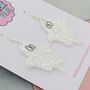 White Glitter Ghost Resin Halloween Earrings, thumbnail 2 of 4
