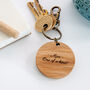 Personalised Fluffy Cat Solid Oak Keyring, thumbnail 2 of 4