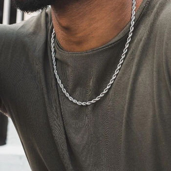 Mens Sterling Silver Heavy Rope Chain Necklace, 5 of 10