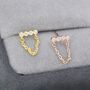 Cz Horizontal Bar Chained Stud Earrings Sterling Silver, thumbnail 3 of 11