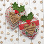 Personalised Holly Crochet Linen Christmas Heart, thumbnail 1 of 4