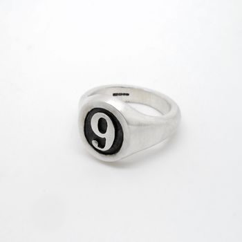 Personalised Number Oval Silver Signet Ring, 4 of 5