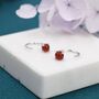 Sterling Silver Genuine Red Carnelian Huggie Hoop Earrings, thumbnail 4 of 10
