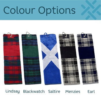Personalised Blackwatch Tartan Golf Towel And Markers, 2 of 11