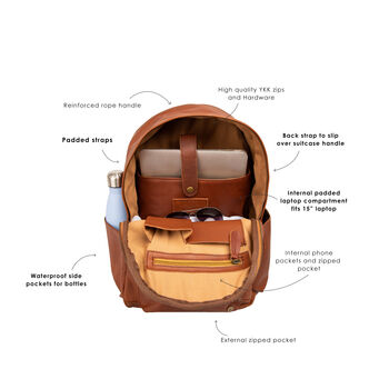 Personalised Brown Leather 16 Inch Macbook Backpack, 4 of 11