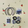 School Check And Satin Scrunchie Set Blue, thumbnail 2 of 2