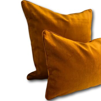Rust Orange Velvet Cushion With Piping, 2 of 4