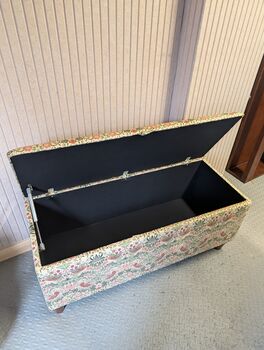 William Morris Light Strawberry Thief Storage Ottoman Footstool, 3 of 9