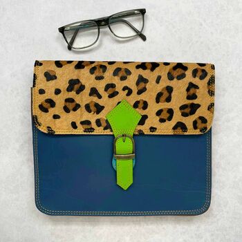 Recycled Leather Animal Print Crossbody Clutch Bag, 5 of 10