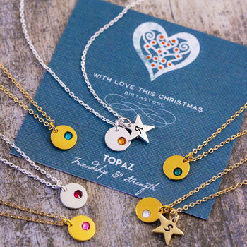 Mini Birthstone Disc Necklace On Gift Card, 10 of 12