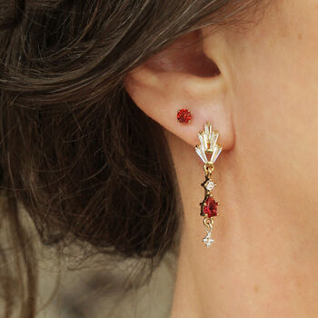 Red Crystal Art Deco Style Drop Earrings, 6 of 9
