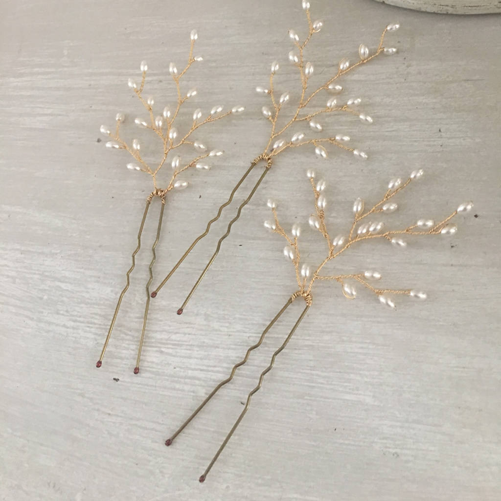 Ivory Bridal Pins Set Of Three By Donna Crain