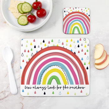 Personalised Children's Pastel Rainbow Placemat Set, 2 of 6