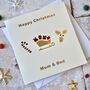 Personalised Sledge Gold Foil Christmas Card, thumbnail 1 of 3