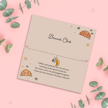 Brunch Club Friendship Bracelet Gift – Croissant Charm Friendship Bracelet, 2 of 9