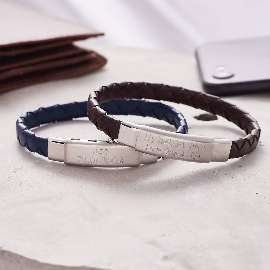 personalised adjustable leather bracelet for men by suzy q designs ...