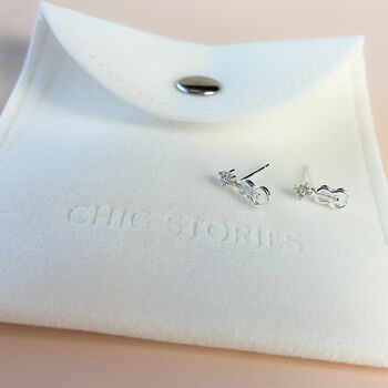 Sterling Silver Sparkly Guitar Stud Earrings, 3 of 4