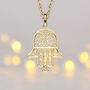 Personalised 9ct Gold Hamsa Hand Necklace, thumbnail 1 of 9
