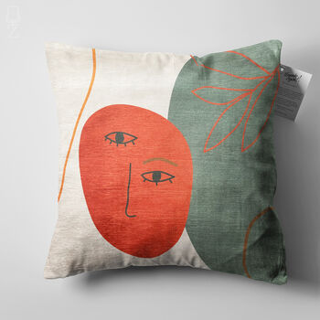 Abstract Orange Face Pattern Cushion Cover, 5 of 7