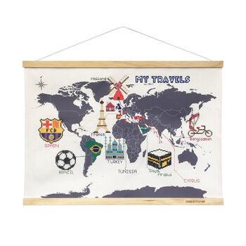 Cross Stitch Your Travels Map Wall Hanging, 3 of 11