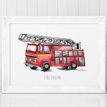 Personalised Fire Engine Art Print, 4 of 7