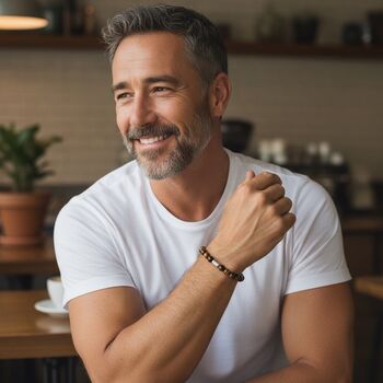 Men's Celtic Football Fan Tiger's Eye Bracelet, 4 of 5