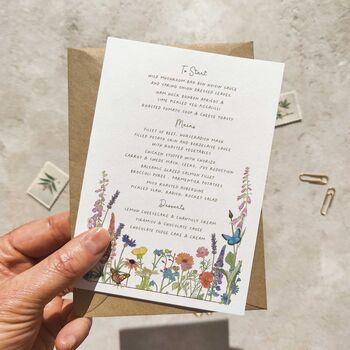 Cottage Garden Wildflowers Gate Folded Wedding Invitations, 5 of 5