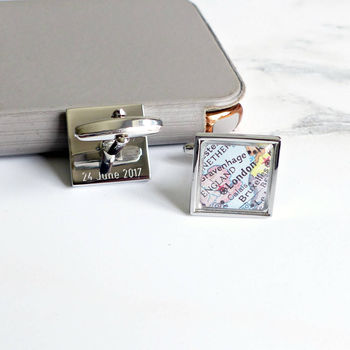 Personalised Map Location Square Cufflinks, 3 of 6