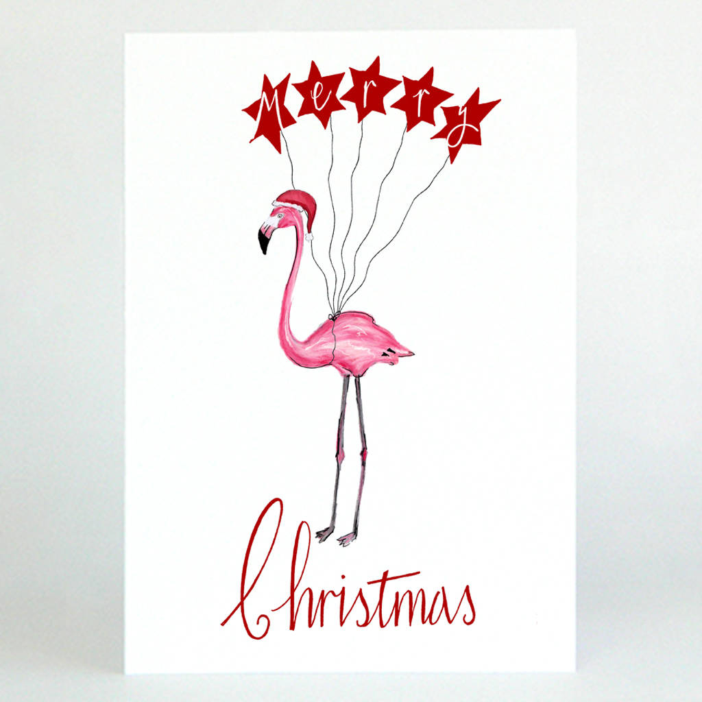 Flamingo Christmas Card By De Fraine