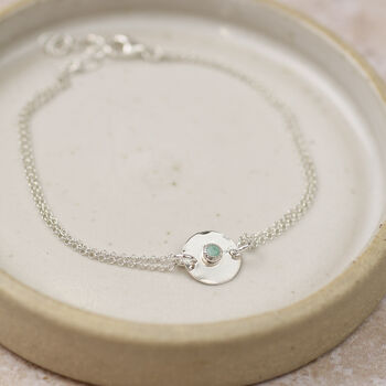 Sterling Silver Double Chain Boho Birthstone Bracelet, 2 of 6