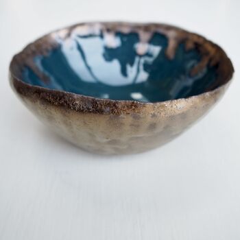 Handmade Teal And Gold Ceramic Ring Dish, 6 of 10