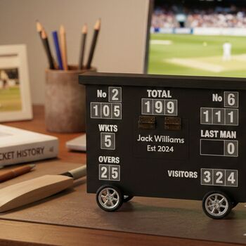Personalised Cricket Scoreboard Desk Tidy, 2 of 12